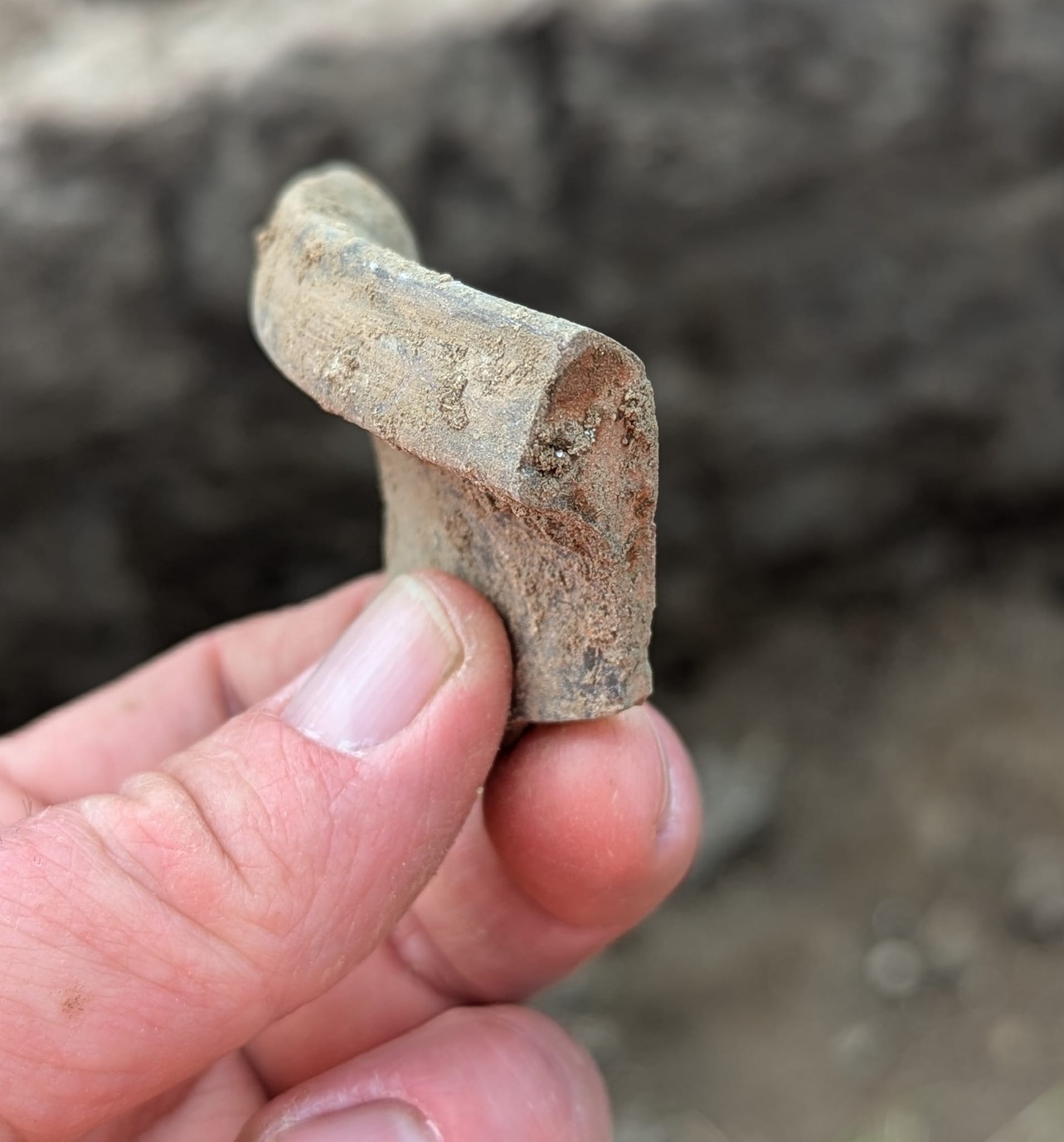 A sherd of late Medieval pottery